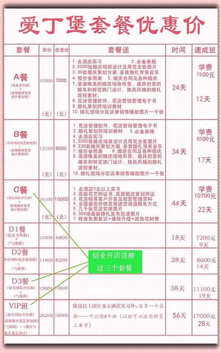 插花花艺婚庆气球类培训班学费大概多少